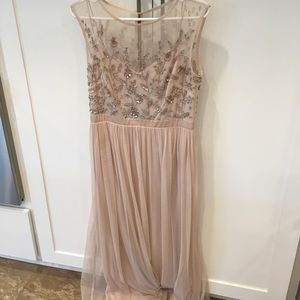 Adrianna papell blush mesh sequin maxi dress